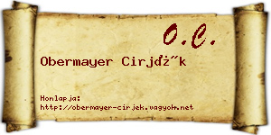 Obermayer Cirjék névjegykártya